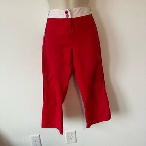Red and White High-Waisted Pants